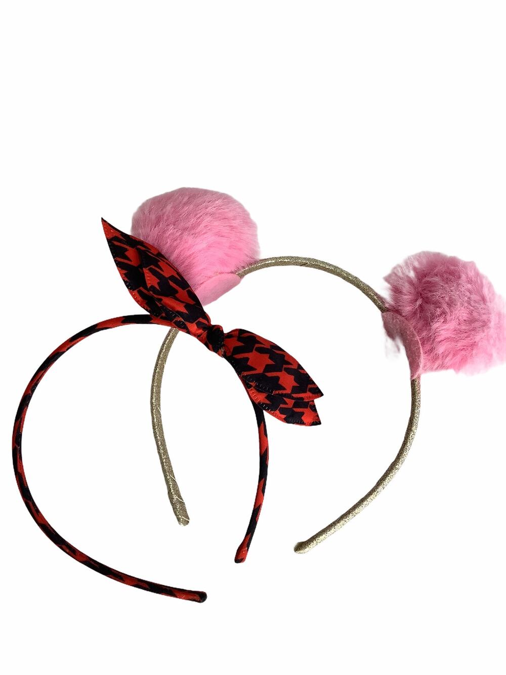 BUNDLE Lot of 2 Girl’s Pom-Pom & Bow Headbands Hair Accessories NEW